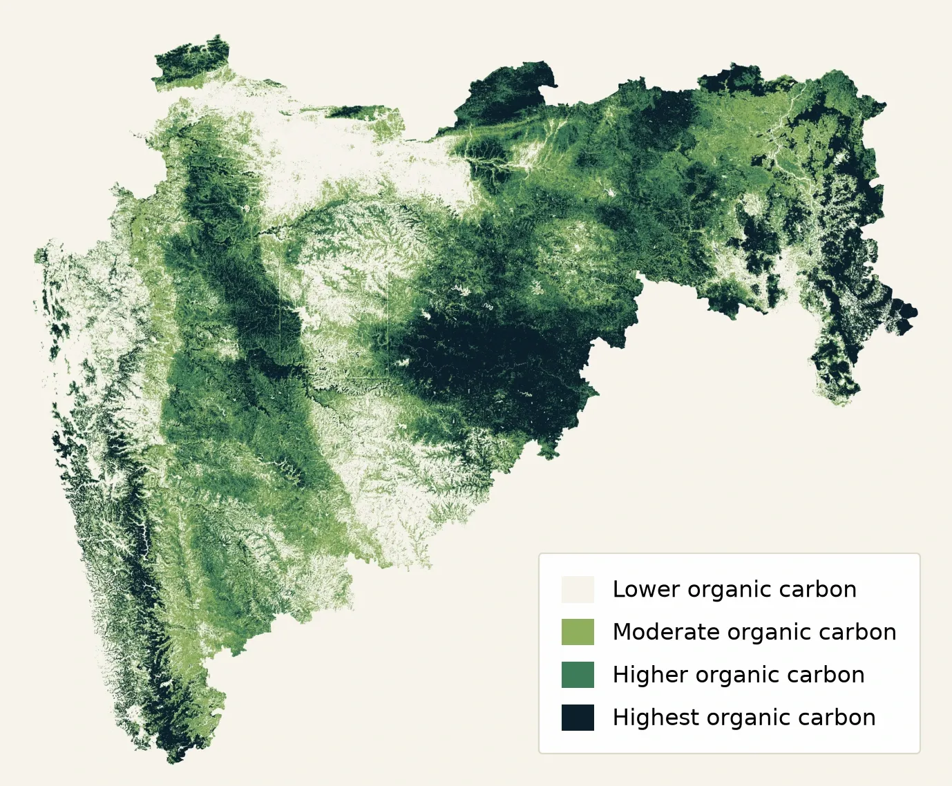 Statewide soil organic carbon map in four bands