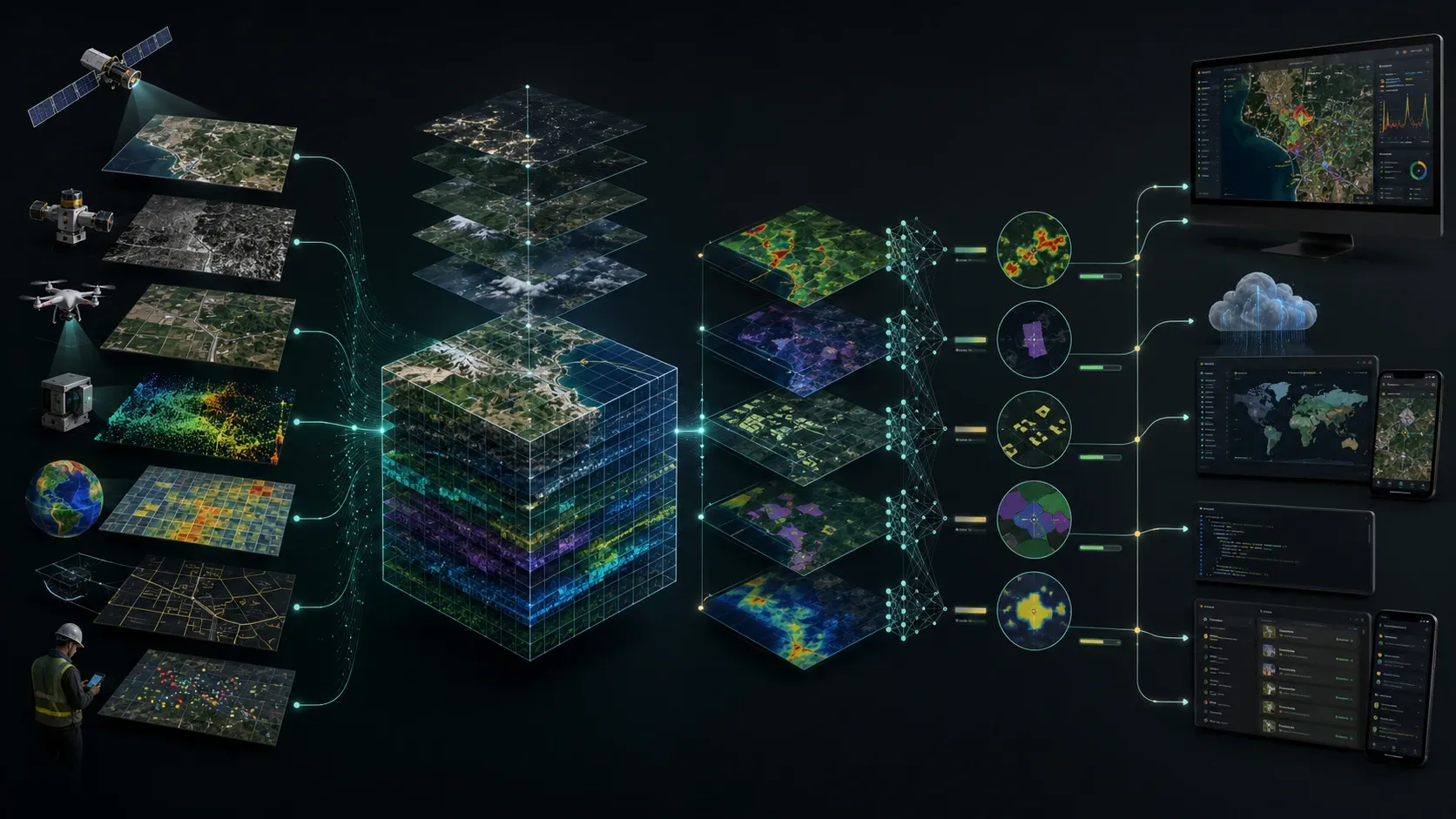 Conceptual spatial-intelligence system connecting earth observation, analysis and operational applications